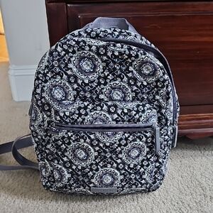 Vera Bradley Black and Blue Floral Small Backpack